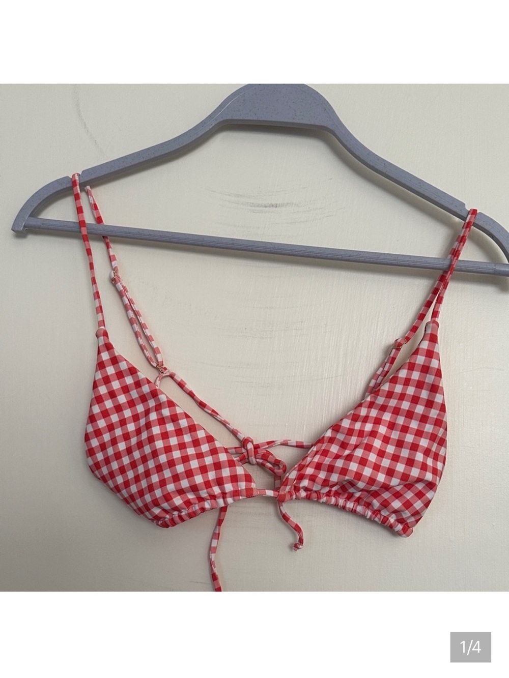 Skatie Red and White Gingham Sarasota Bikini Top style Ella